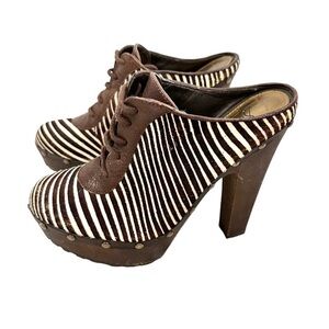 Sam Edelman Faye Zebra Printed Calf Hair Studded Clogs Size 6 NWOT